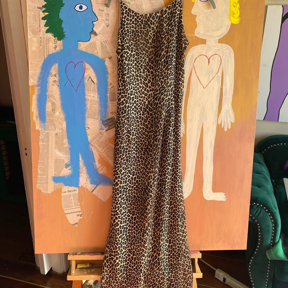 Leopard extra long maxi dress vintage